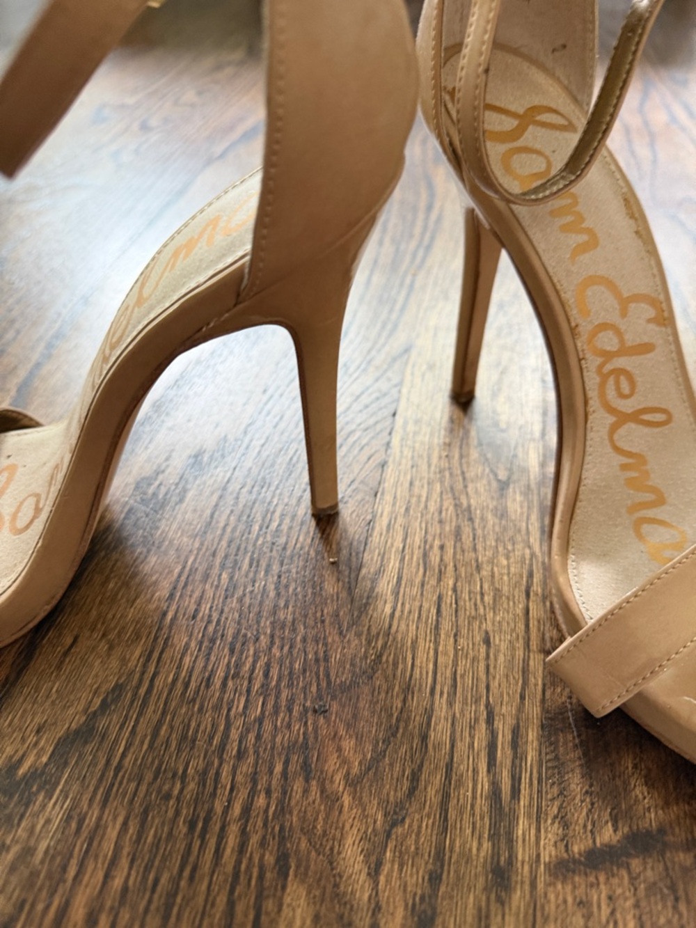 Sam Edelman Nude Patent Ankle-Strap Stiletto Heels 7.5 - Picture 3 of 4
